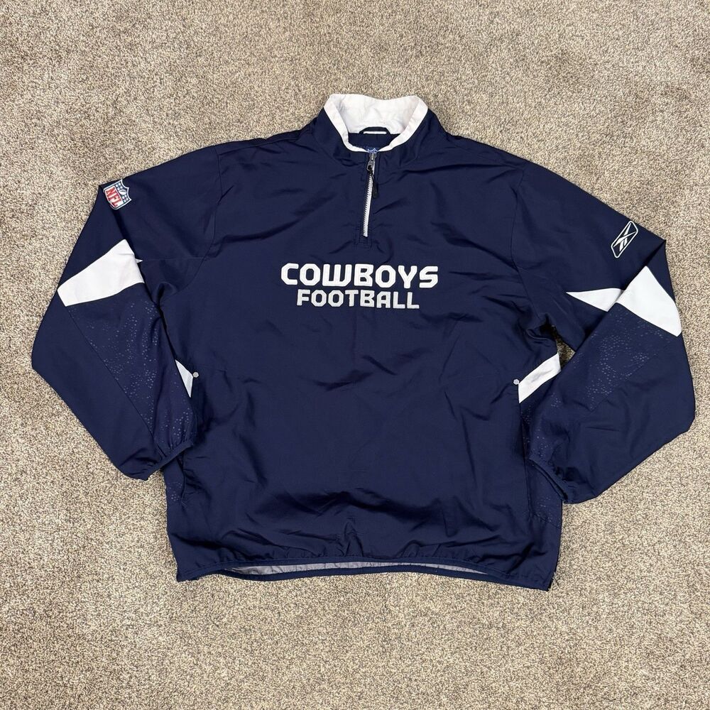 VTG Dallas Cowboys Reebok Windbreaker Jacket Men M NFL Authentic Sideline Coat